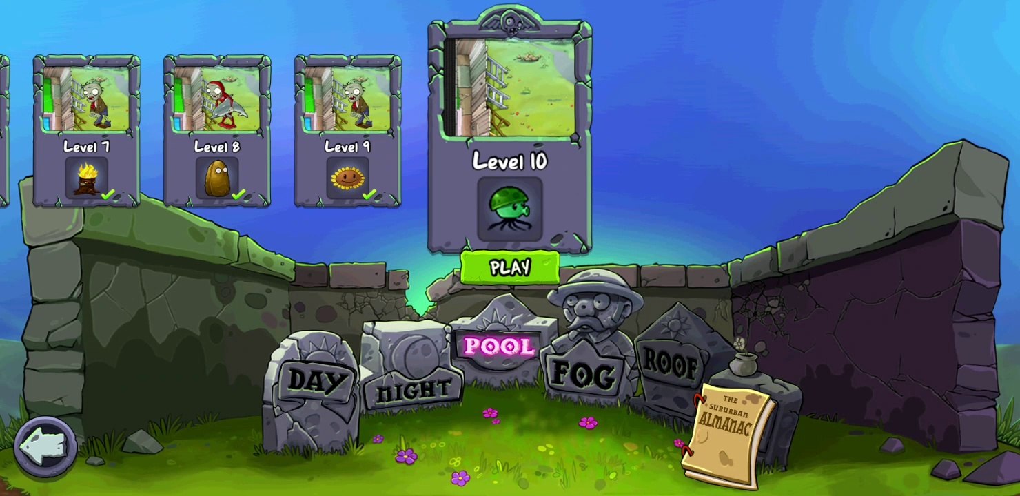Plants vs. Zombies FREE level 10 pool
