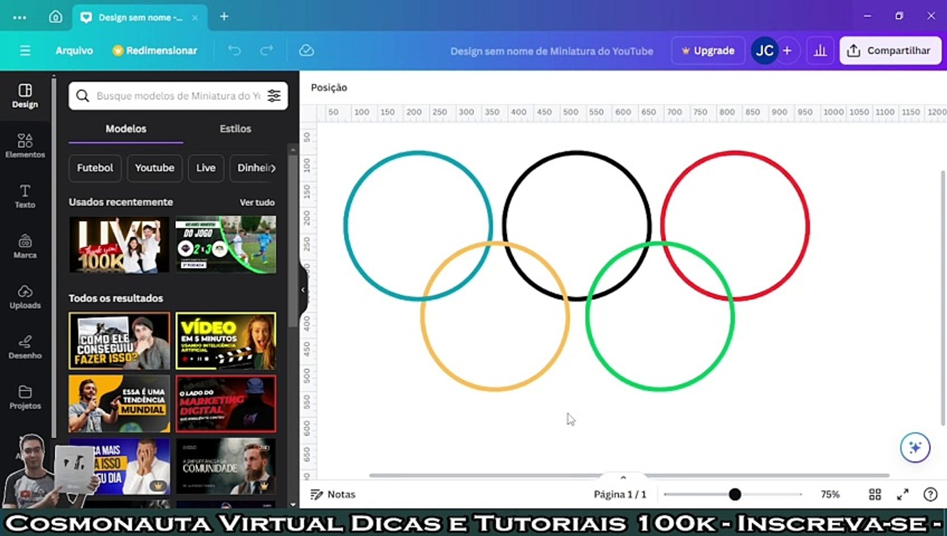 Desenhar os arcos olimpicos no canva