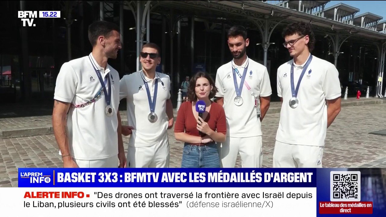"Personne ne nous attendait à ce niveau-là": l'équipe de basket 3x3 au micro de BFMTV après leur médaille d'argent au JO 2024