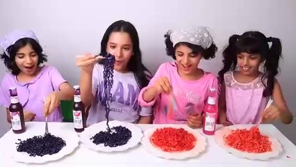 Pink vs Purple Food Challenge with Shafa & Friends 🍭
