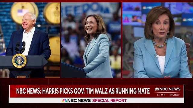Nancy Pelosi reacts to Harris -Walz ticket: ` Two Candidates with vision , with values,