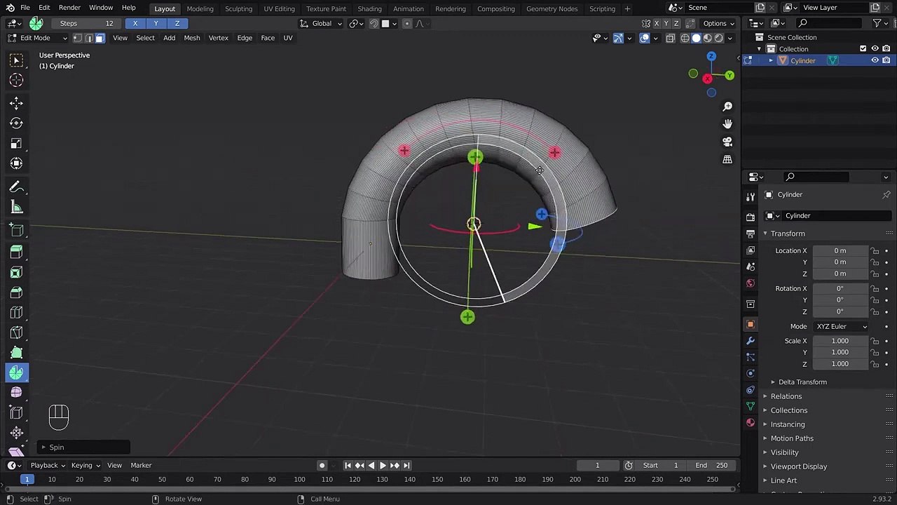 7. Blender 2.93 Free  Full Training - Episode 7 - Spin Tool, Round the object in blender, Spin Concept