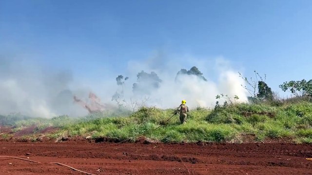 Corpo de Bombeiros é acionado para combater incêndio em vegetação na Rua do Cowboy