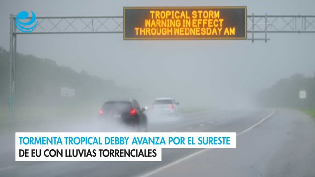 Tormenta tropical Debby avanza por el sureste de EU con lluvias torrenciales