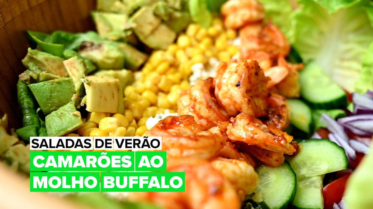 Saladas de Verão: Camarões ao molho Buffalo