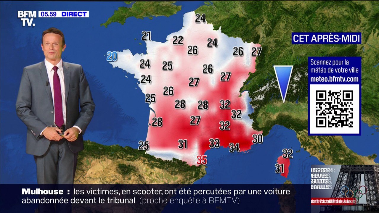 Du soleil sur tout l'Hexagone avec quelques averses orageuses près des reliefs montagneux, et des températures comprises entre 20°C et 35°C... La météo de ce mercredi 7 août