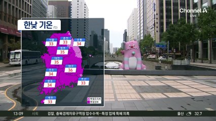 [날씨]‘입추’지만 찜통더위 여전…곳곳 소나기