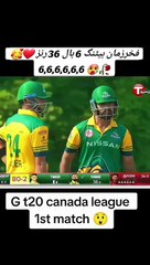 Fakhar zaman fantastic batting Canada league 2024 36 runs in one over 