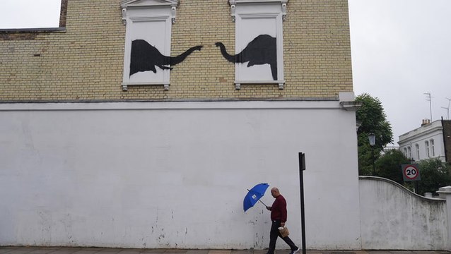 Banksy adds to animal artwork collection in London with new elephant design