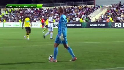 Noah - AEK maçında unutulmaz an: Noah kalecisi Cancarevic kaleden kaleye gol attı