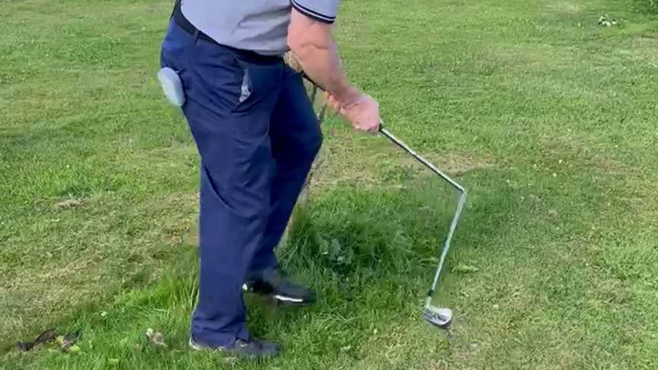 VIDEO - Hilarious moment golfer goes to take a shot but snaps his club in half