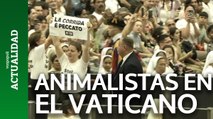 Animalistas protestan contra las corridas de toros durante la audiencia del Papa