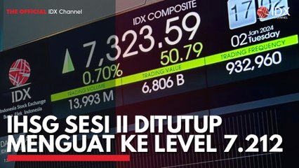 IHSG Sesi II Ditutup Menguat ke Level 7.212