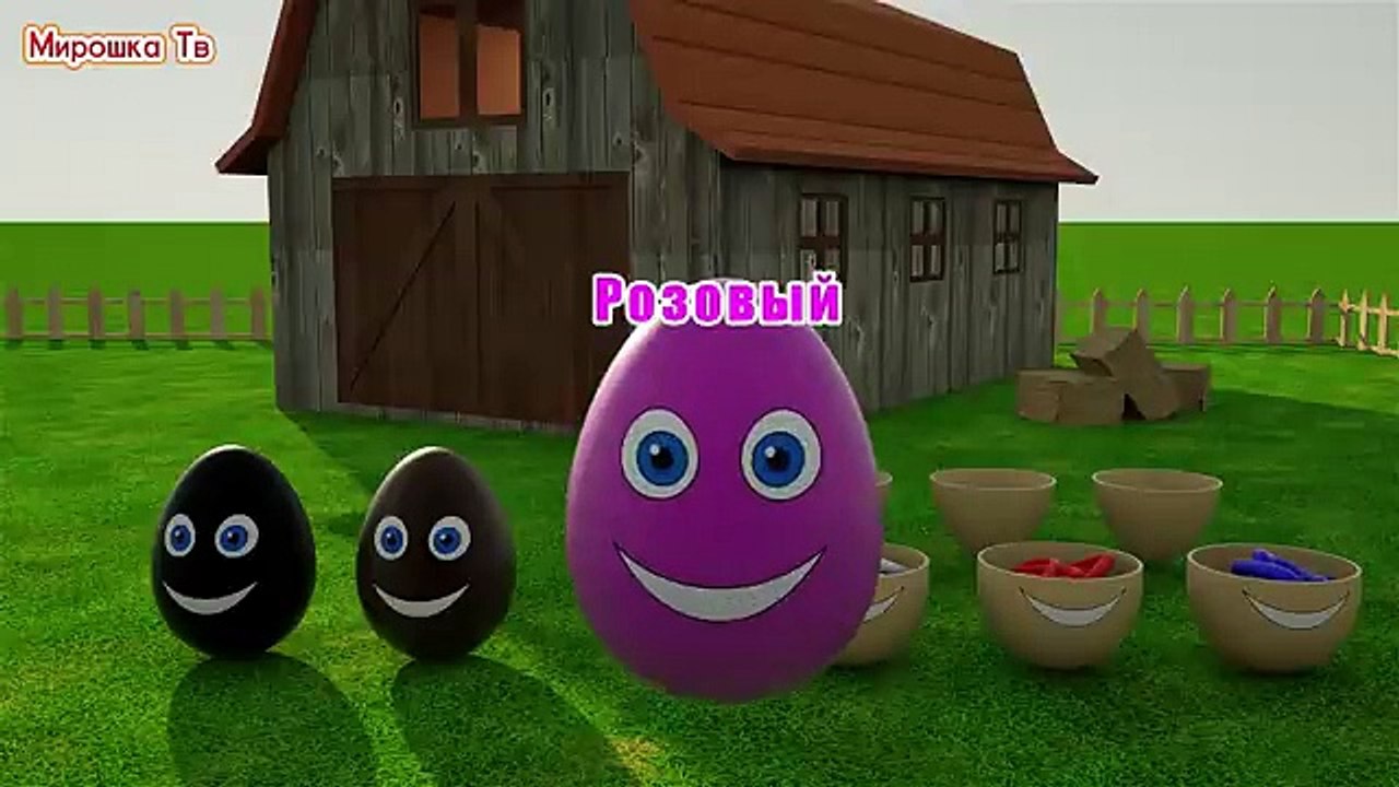 Learning colors Colorful eggs on the farm