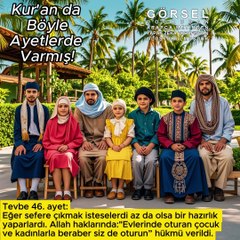 Evlerinde oturan çocuk ve kadınlarla beraber siz de oturun….. - Tevbe 46.ayet