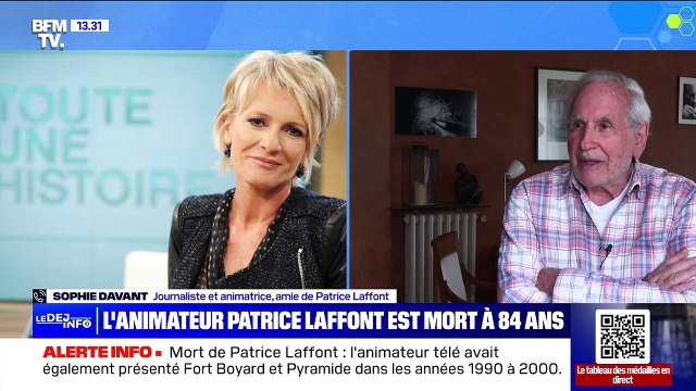 Sophie Davant réagit à la mort de Patrice Laffont sur BFMTV.