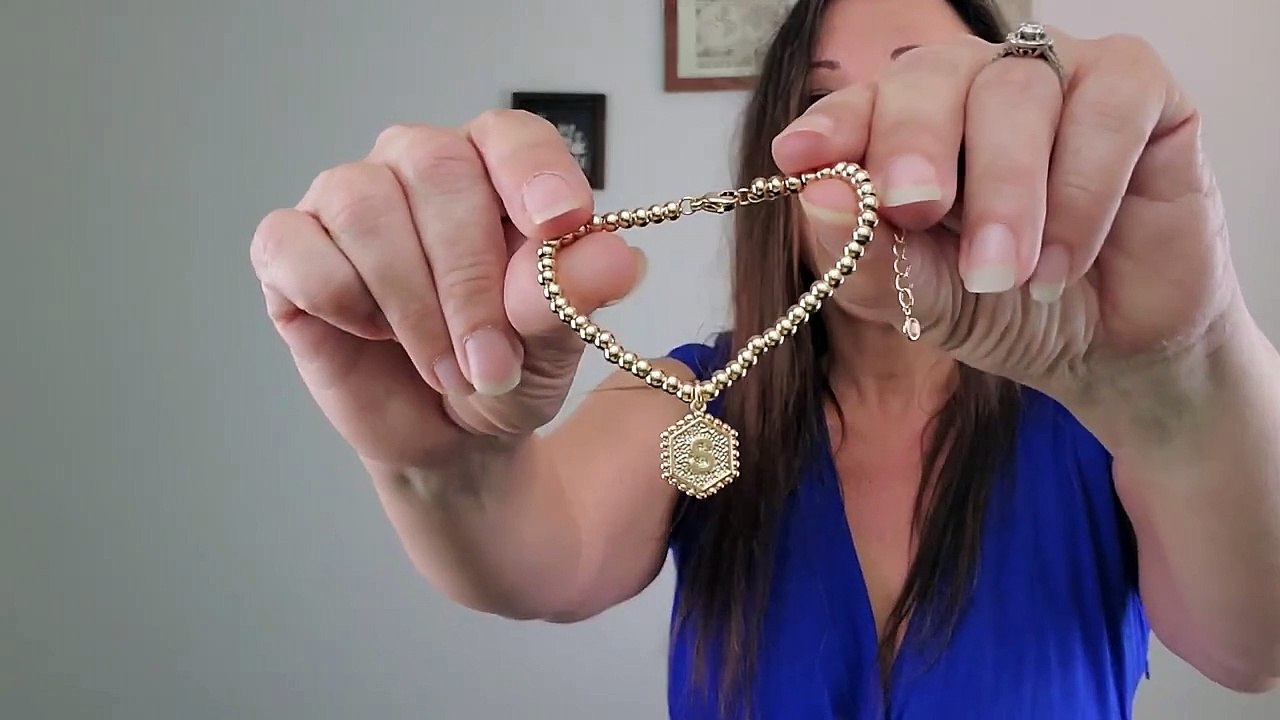 Beaded Bracelets with Initial Charm and Paperclip Bracelet