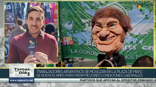 Trabajadores argentinos se movilizan en rechazo a Javier Milei