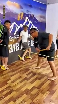 Try not to laugh Screaming Chicken Blindfolded Beating Man