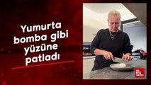 Yumurta bomba gibi yüzüne patladı