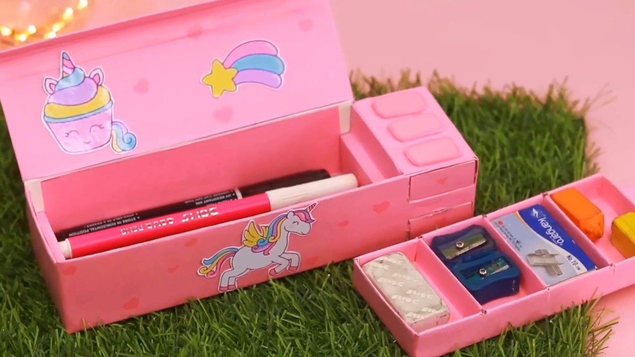 How to make pencil box with waste box and matchbox || DIY pencil box from matchbox