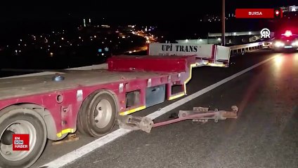 Bursa'da 3 metre yükseklikten refüje devrilen tırın sürücüsü yaralandı