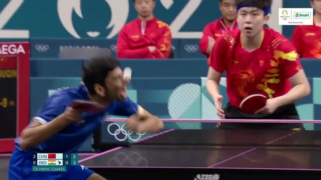Olympics Men's Table Tennis - China vs India - Match Highlights_2