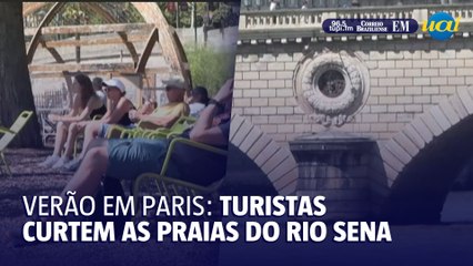 Turistas e parisienses relaxam nas praias do Rio Sena