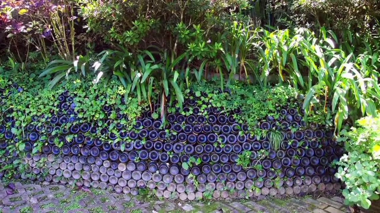Wine bottle edging ideas