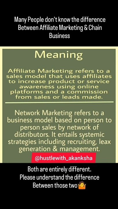 Difference between Affiliate Marketing & Chain Business System.