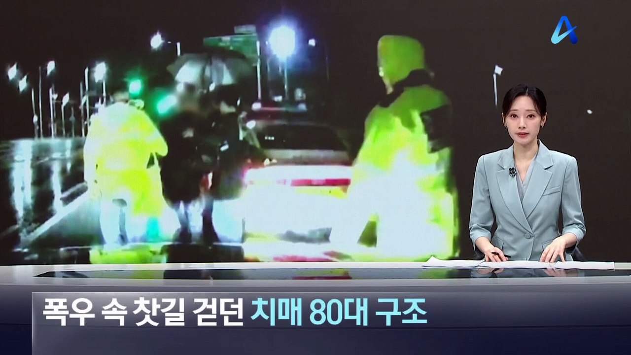 폭우 속 찻길 걷던 80대 치매 노인 구조