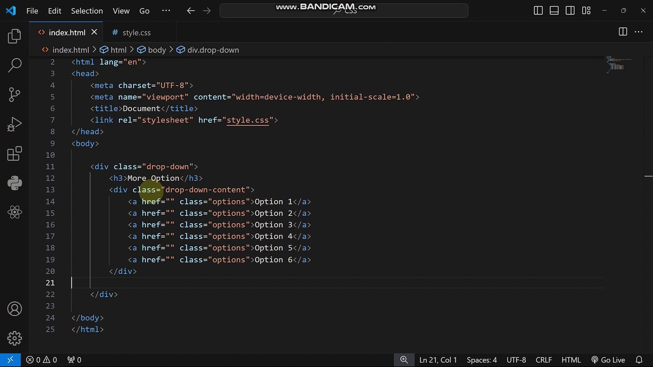 Hover effect dropdown Menu using CSS in Urdu/Hindi