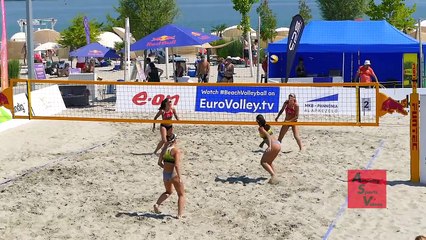 Women's Beach Volleyball  Heroic Save Before Side Switch Slow Motion