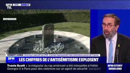 Robert Ejnes (directeur exécutif du CRIF): "60% des actes anti-religieux sont envers la communauté juive qui représente moins de 1% de la population nationale"