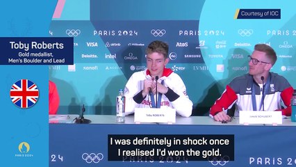 Roberts in 'shock' after stunning gold in the boulder and lead climbing