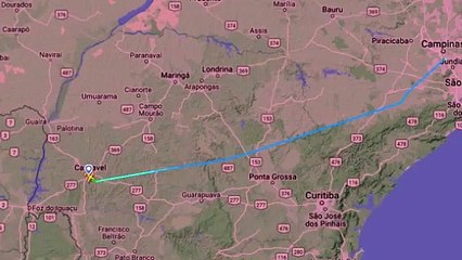 Sistema FlightRadar24 registra trajeto de avião até queda em SP