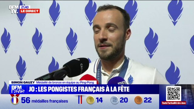Simon Gauzy (médaillé de bronze en tennis de table en équipe): J'ai rarement été fier de moi dans ma carrière et là, je le suis vraiment