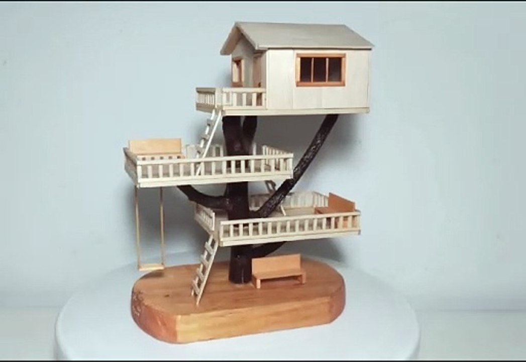 Wood house miniature craft diy