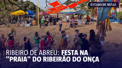 População faz festa na "praia do Ribeirão do Onça"
