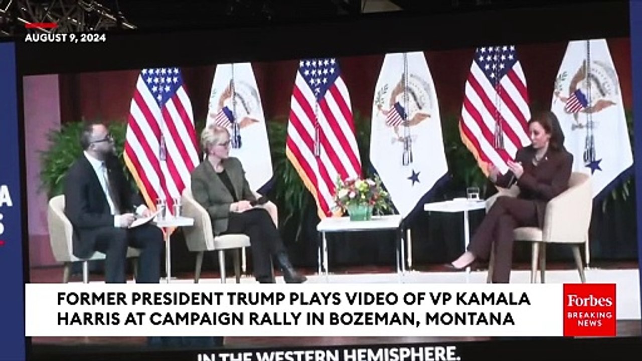 Trump Plays Viral Gaffe Supercut Of Kamala Harris On The Jumbotron At Montana Campaign Rally