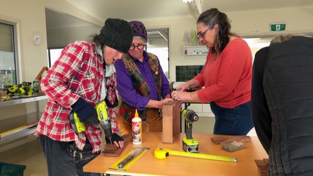 Older women living alone learn to use power tools to stay independent