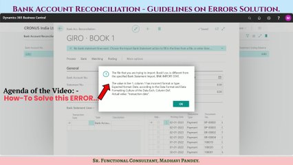 Bank Account Reconciliation | Bank Reconciliation Statement - Guidelines on Errors Solution | Business Central #D365BC
