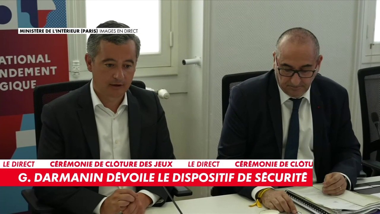 Gérald Darmanin fait un point sur le dispositif de sécurité mis en place pour la cérémonie de clôture des Jeux olympiques