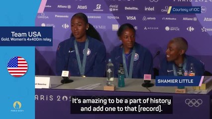 Télécharger la video: USA women honoured to be 'part of history' with 4x400m relay gold