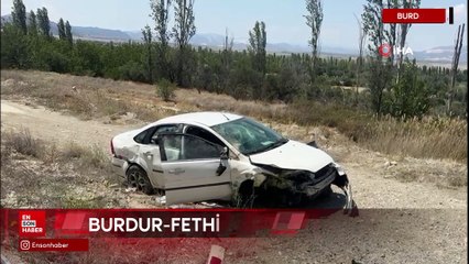 Burdur'da kontrolden çıkan otomobil şarampole düştü