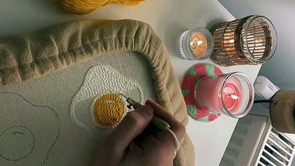 Make punch needle egg coaster with me