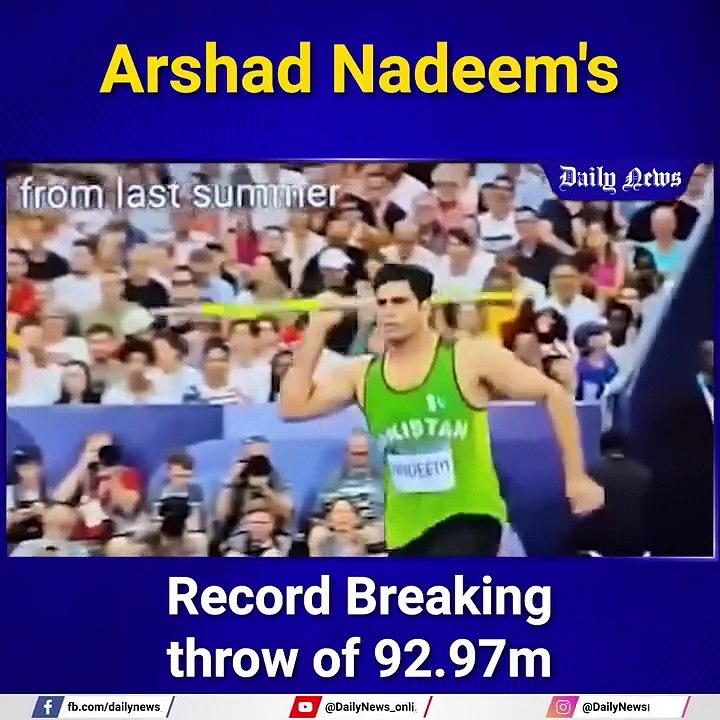 Arshad Nadeem_s record breaking throw of 92.97m-foryou