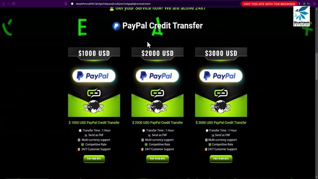 Deep Web PayPal Credit Transfer Earn $1200 USD Tutorial 100% Legit Vendor