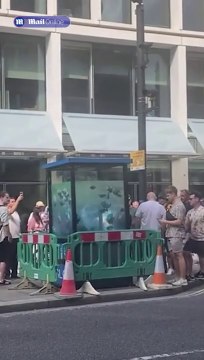 Barriers put up around the new Banksy in London City