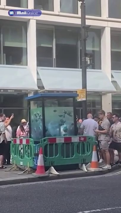 Barriers put up around the new Banksy in London City